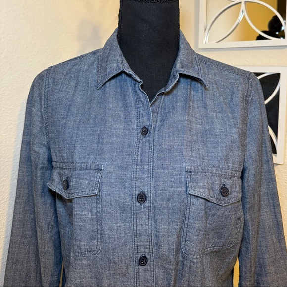 Women's Old Navy Denim Look Button Down Blouse Shirt Long Sleeve Top Size Small - Picture 9 of 9